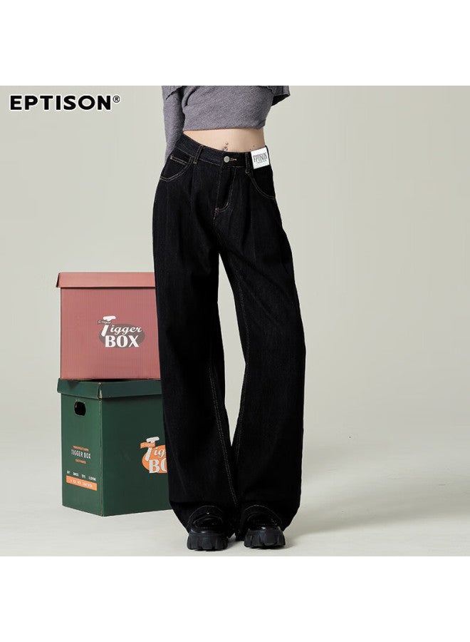 EPTISON Yipin Tiancheng Retro Spicy Girl Jeans Women Autumn And Winter Classic Color All-match Loose Slimming Dragging Wide Leg Pants Women - Image 4