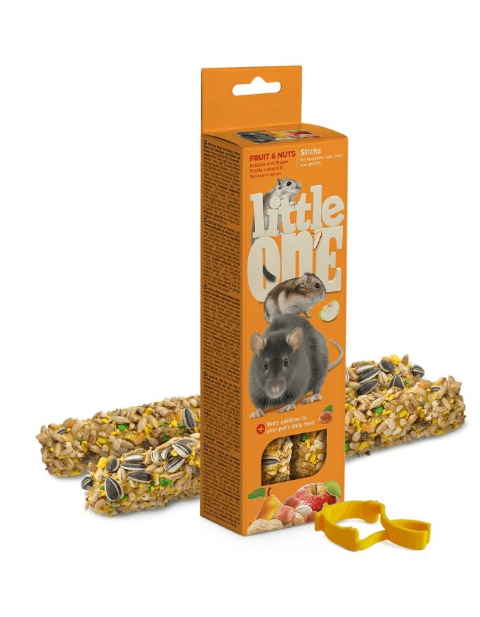 الصغير أعواد الفاكهة والمكسرات الصغيرة للهامستر والجرذان والفئران والجرذان الصغيرة - قطعتان × 60 غرام - مكافآت مقرمشة صالحة للأكل