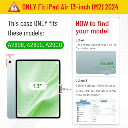 Printme Rotating Case for iPad Air 13-inch (M2) 2024-360 Degree Swiveling Protective Stand, Cover with Auto Wake/Sleep, Black - Image 2