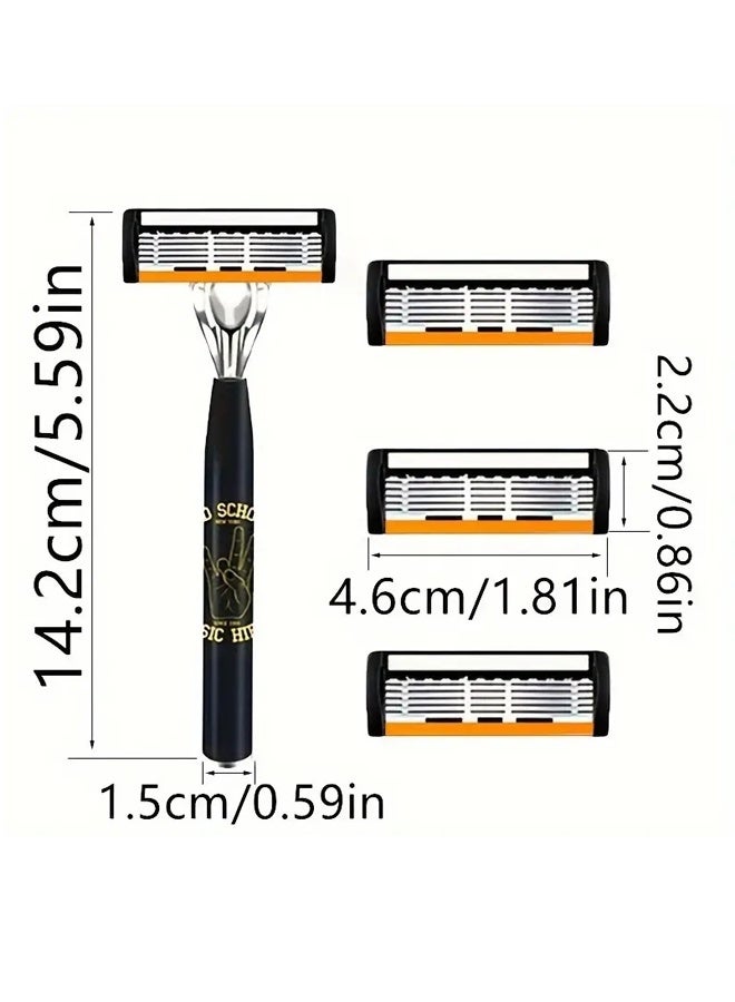يالونج مجموعة ماكينة حلاقة رجالية برؤوس قابلة للاستبدال 24 شفرة من الفولاذ المقاوم للصدأ وشفرتين حلاقة تشذيب اللحية والشارب بشكل مثالي، هدية رائعة - Image 3