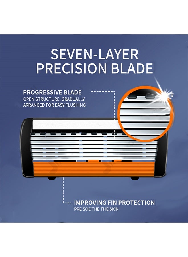 يالونج مجموعة ماكينة حلاقة رجالية برؤوس قابلة للاستبدال 24 شفرة من الفولاذ المقاوم للصدأ وشفرتين حلاقة تشذيب اللحية والشارب بشكل مثالي، هدية رائعة - Image 5