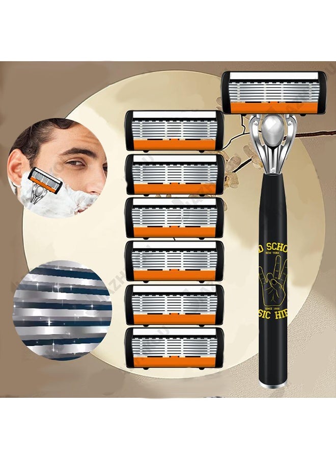 يالونج مجموعة ماكينة حلاقة رجالية برؤوس قابلة للاستبدال 24 شفرة من الفولاذ المقاوم للصدأ وشفرتين حلاقة تشذيب اللحية والشارب بشكل مثالي، هدية رائعة - Image 2