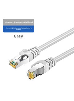 Generic 8-core Finished Network Cable Jumper Router Cat 6 Six Gigabit Network Cable RJ45 Computer High-speed Broadband Network Cable-Color:Gray White Nickel Plated Shield Head-Line Length:15m  - Image 1