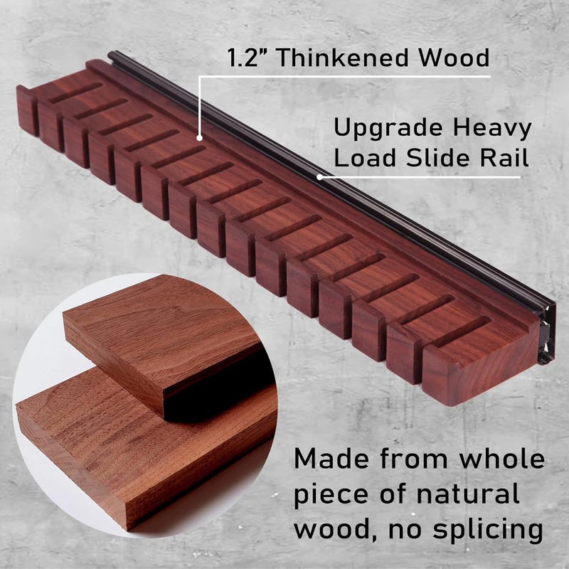 cenleoha Black Walnut Wood Belt Rack with Slide, Belt Hanger for closet, Belt and Tie Storage Organizer, Space Saving Wooden Belt Holder, Gift Idea for Husband and Father’s Day - Image 4