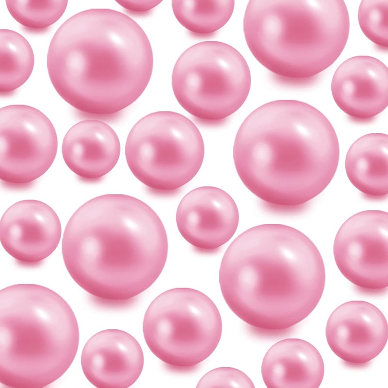 Zsynka 60 Pieces Floating NO Hole Pearls and 500 Pieces Transparent Water Gels,Pearl Beads Gold Floating Beads for Vases Floating Candles Home Weddings Table Centerpieces Party Decor (Pink) - Image 1