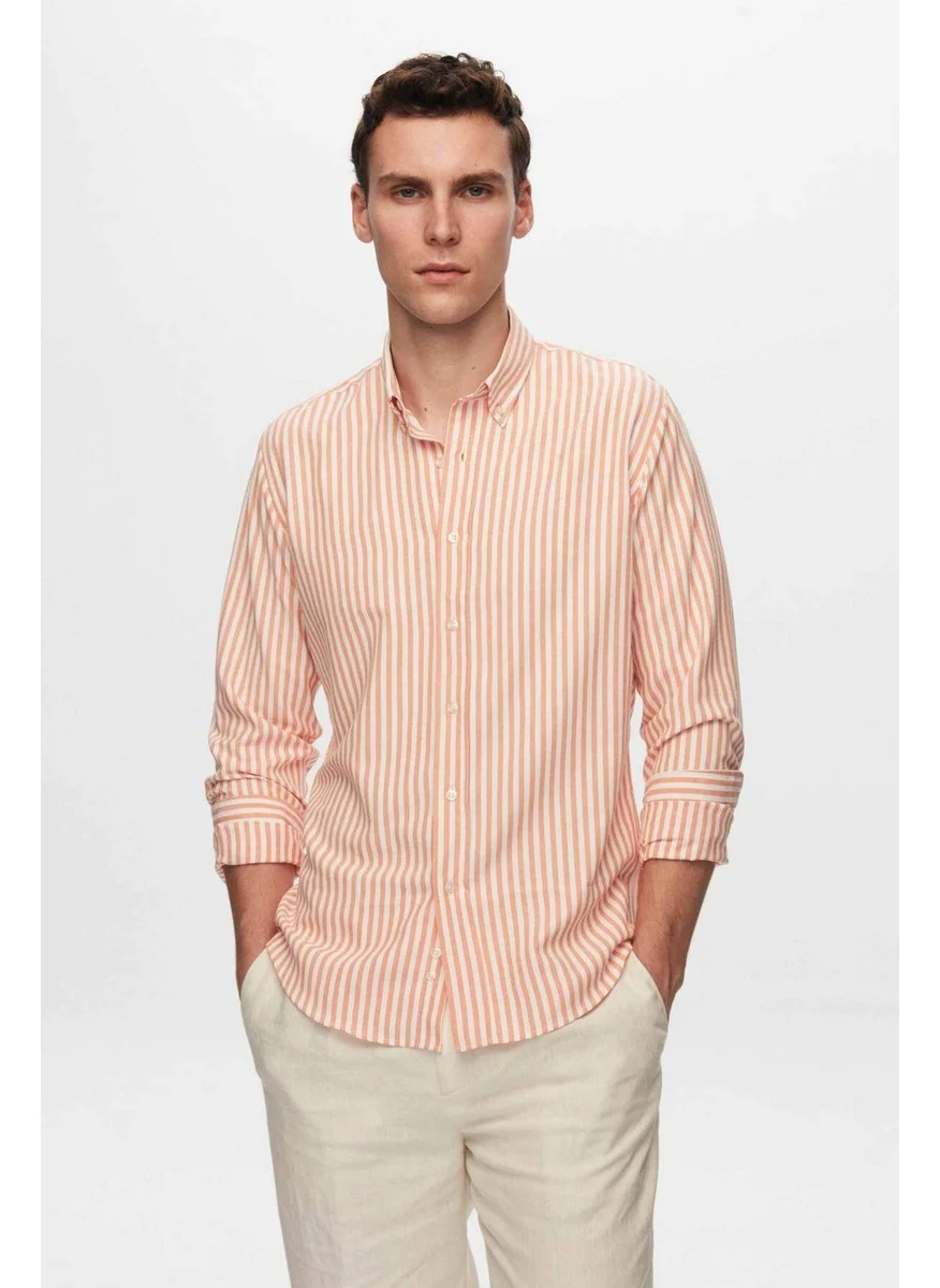 D'S DAMAT Ds Groom Slim Fit Orange Striped Shirt 0HC02ORT11265