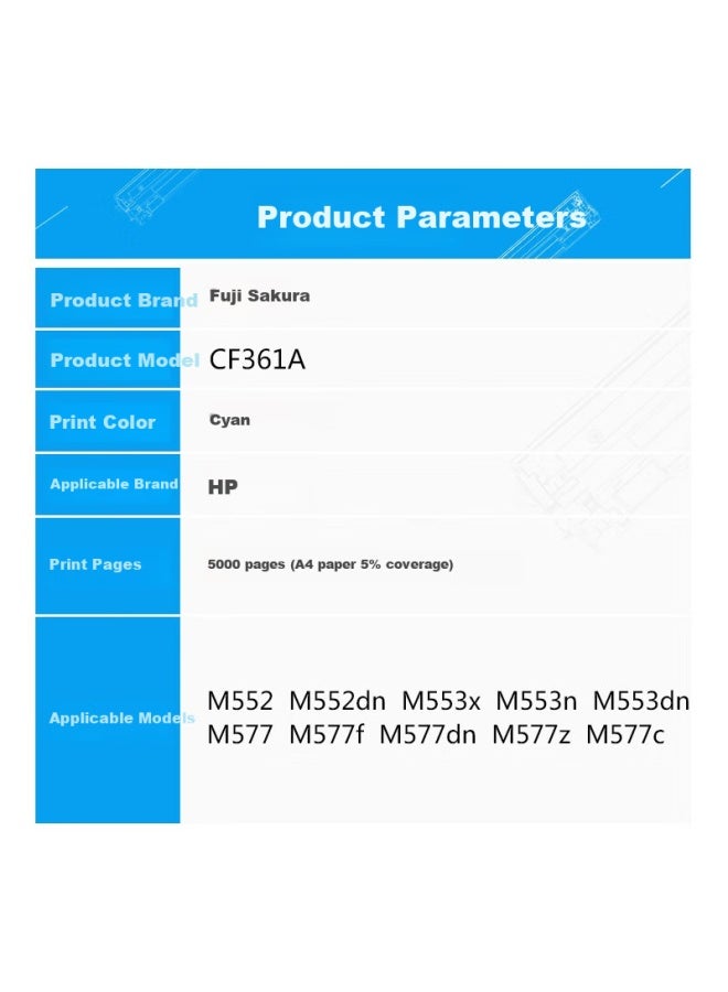 Fusica Cf361a Toner Cartridge 508a Compatible With Hp M552dn M553x M553n M553dn M577z/d/f/c Printer Cyan - Image 2