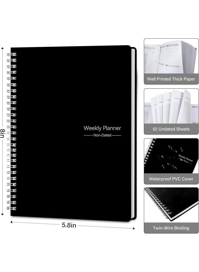 JoyousSto Weekly Planner Undated, A5 To Do List Notebook Weekly Goals Schedule Planner Daily Planner Notebook Weekly Goals Planner for Work & Personal Life(Black) - Image 3