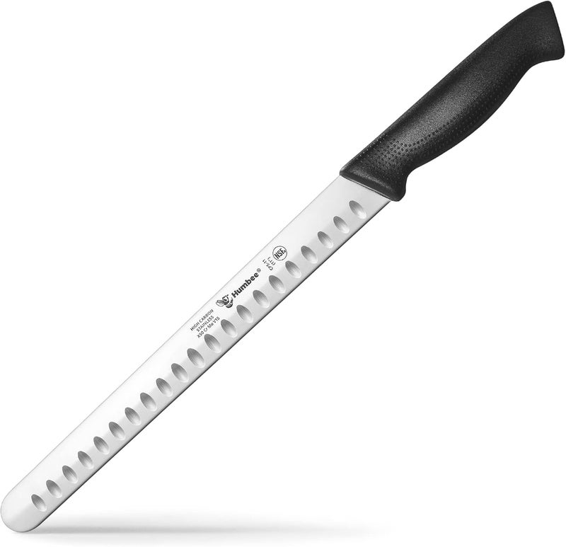 Humbee Carving Knife 11-Inch with Razor Sharp Granton Edge for Turkey, Ham, Meat Slicing and Cutting – NSF Certified, German Stainless Steel Blade, Black - Image 1