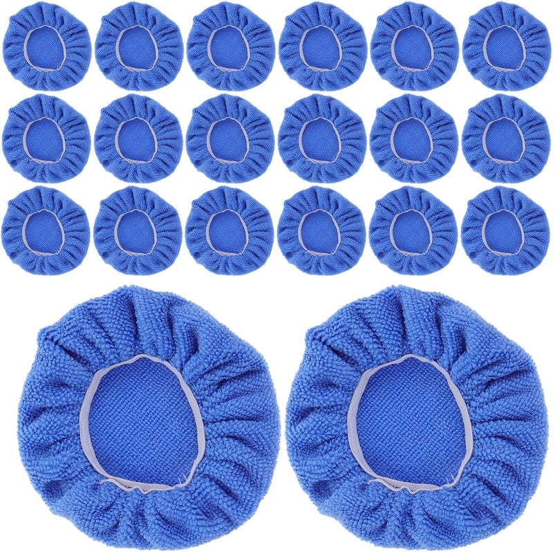 Healifty 24pcs Car Polishing Bonnet Buffing Pad Covers 5-6 Inch Blue Microfiber Vehicle Waxing Buffer Pads for Auto Paint Detailing and Car Care - Image 1