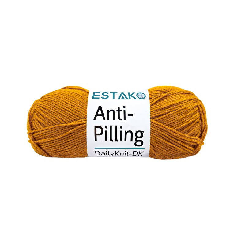 Estako DailyKnit-DK - 100% Anti-Pilling Acrylic Yarn - Soft DK Light Weight #3 - (3.52 oz / 273 Yds) - for Knitting & Crocheting (80026 - Mustard) - Image 1