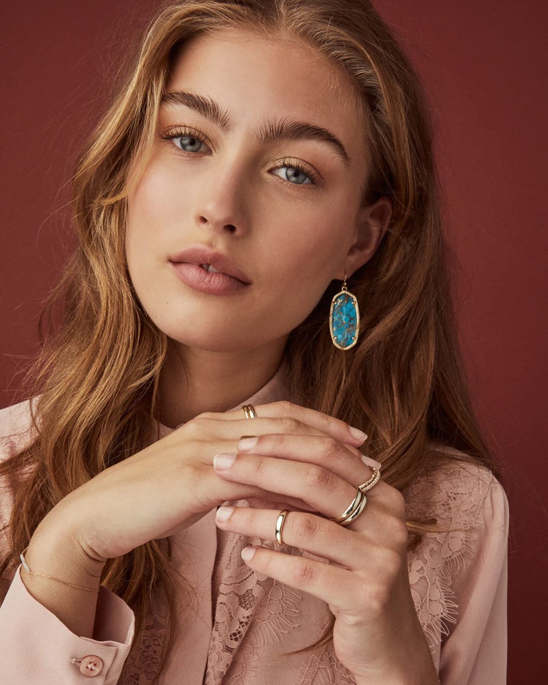 Kendra Scott أقراط كيندرا سكوت إيل دروب للنساء، مجوهرات عصرية، مطلية بالذهب عيار 14، تركواز مخطط بالبرونز - Image 3