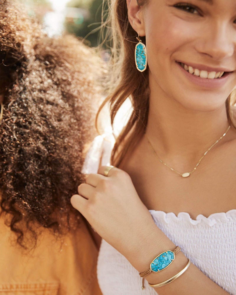 Kendra Scott أقراط كيندرا سكوت إيل دروب للنساء، مجوهرات عصرية، مطلية بالذهب عيار 14، تركواز مخطط بالبرونز - Image 2