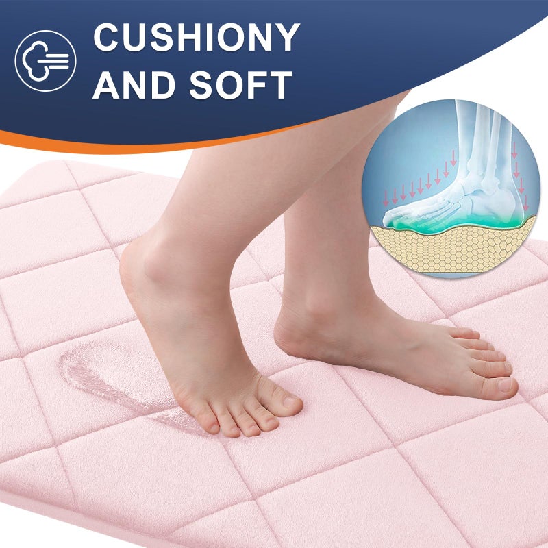 OLANLY Memory Foam Bath Mat 36x24  Ultra Soft and Absorbent Bathroom Mat  Machine Washable Bathroom Rugs  Comfortable  Thick Bath Rugs Carpet for Bathroom Floor  Tub and Shower  Pink - Image 2