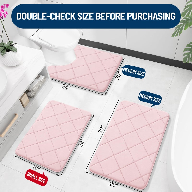 OLANLY Memory Foam Bath Mat 36x24  Ultra Soft and Absorbent Bathroom Mat  Machine Washable Bathroom Rugs  Comfortable  Thick Bath Rugs Carpet for Bathroom Floor  Tub and Shower  Pink - Image 1