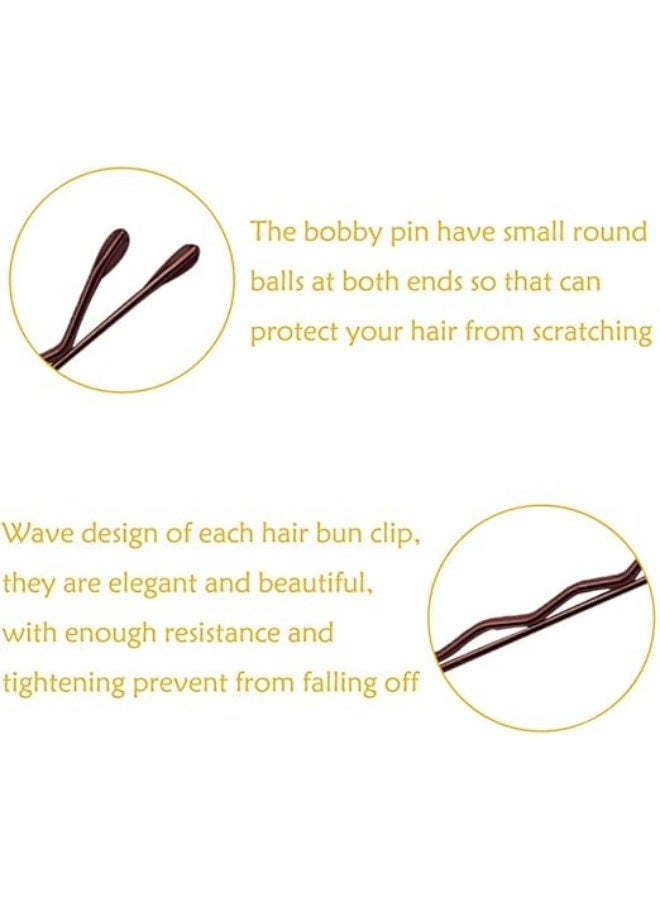 YINGFENG 220 Count Mini Wavy 1.38 Inch Bobby Pins Brown, Small Hair Bobby Pins with Storage Box for Updos, Metal Hair Clips for Kids, Girls and Women, Suitable for All Hair Types - Image 2