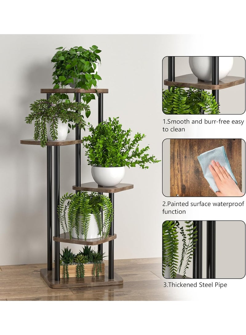 NANAO حامل نباتات داخلي 5 طبقات رف معدني طويل للزاوية لعدة نباتات، رف نباتات مناسب للحديقة، الشرفة، غرفة المعيشة، غرفة النوم (أسود) - Image 5