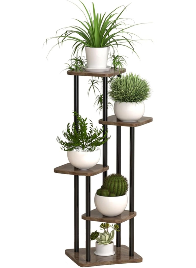 NANAO حامل نباتات داخلي 5 طبقات رف معدني طويل للزاوية لعدة نباتات، رف نباتات مناسب للحديقة، الشرفة، غرفة المعيشة، غرفة النوم (أسود) - Image 1