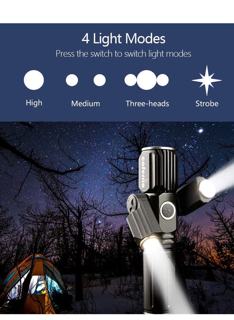 LED Tactical Flashlight 1000 Lumens Electric Torch Ultra-Bright Handheld Travel Flashlight Rechargeable Waterproof Zoomable 4 Modes for Outdoor, Camping, Biking, Hiking, Emergency - Image 5