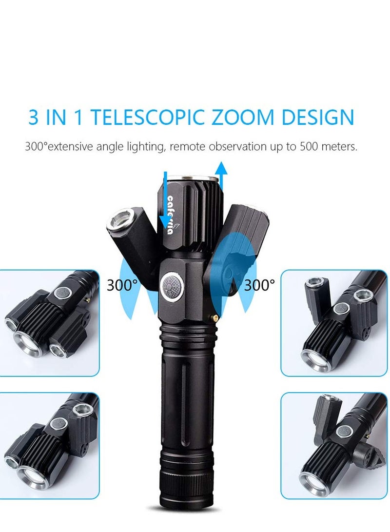 LED Tactical Flashlight 1000 Lumens Electric Torch Ultra-Bright Handheld Travel Flashlight Rechargeable Waterproof Zoomable 4 Modes for Outdoor, Camping, Biking, Hiking, Emergency - Image 4