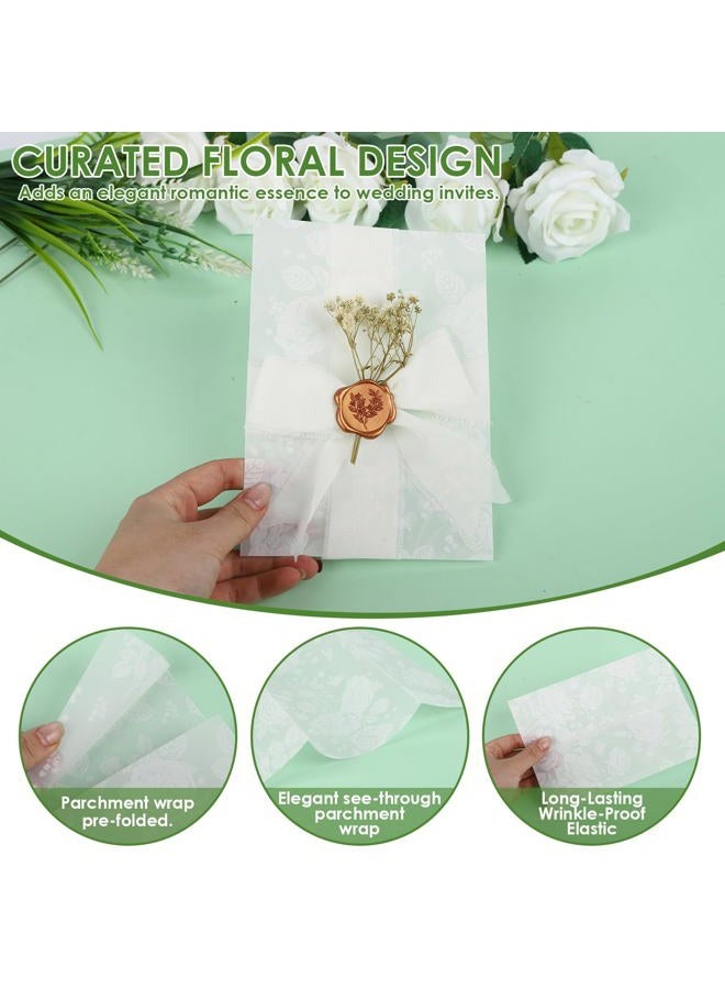 2 MULE TEAM 25 Sets Wedding Invitation Kit Vellum Jackets for 5x7 Invitations, 4 Rolls Chiffon Ribbon, Dried Gypsophila and Wax Seal Stickers for Wedding Invitation Accessories Elegant DIY Weddings Supplies - Image 3
