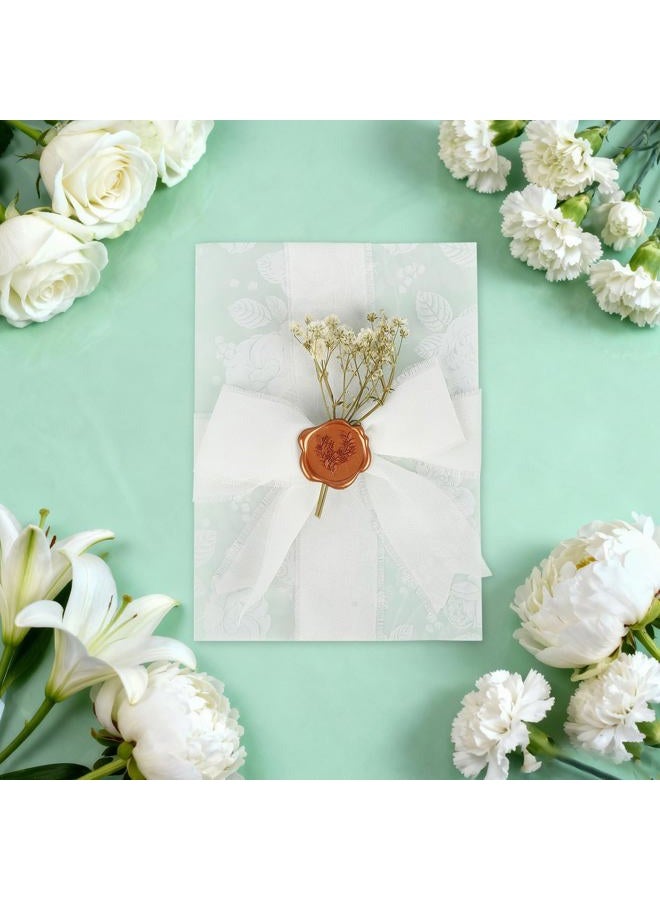 2 MULE TEAM 25 Sets Wedding Invitation Kit Vellum Jackets for 5x7 Invitations, 4 Rolls Chiffon Ribbon, Dried Gypsophila and Wax Seal Stickers for Wedding Invitation Accessories Elegant DIY Weddings Supplies - Image 2