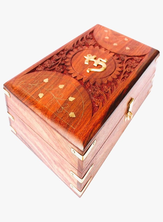 RGrandsons Handmade Wooden Jewellery Box for Women Jewel Organizer Hand Carved with Intricate Carvings Gift Items - Om Design (OM_Design_() - Image 5