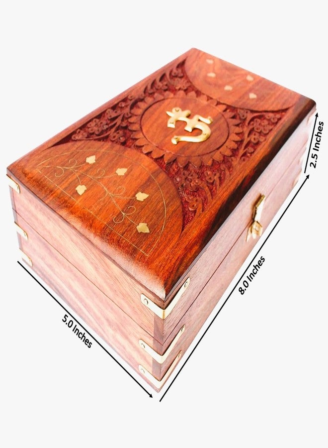 RGrandsons Handmade Wooden Jewellery Box for Women Jewel Organizer Hand Carved with Intricate Carvings Gift Items - Om Design (OM_Design_() - Image 4