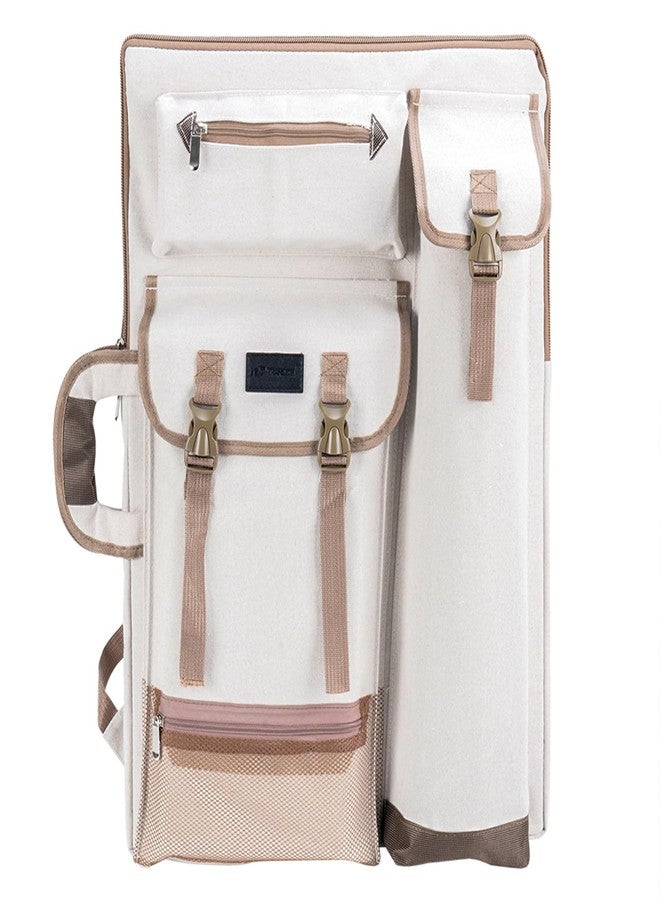 TRANSON Art Portfolio Case Artist Backpack Canvas Bag Large 26” x 19.5” White - Image 1