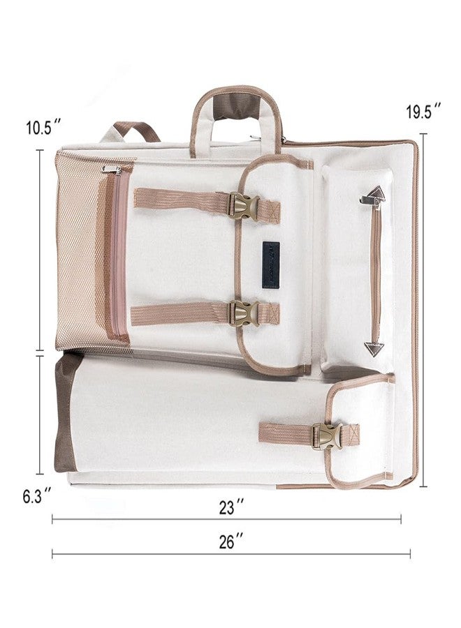TRANSON Art Portfolio Case Artist Backpack Canvas Bag Large 26” x 19.5” White - Image 4
