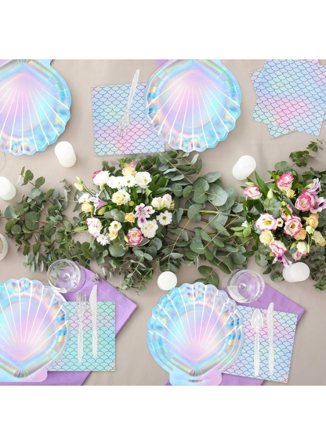 Party Supplies 144 Pieces, Dinnerware Set for 24 People, Includes 7in 9in Plates Cups Knives Forks Spoons Napkins  for Birthday Wedding Picnic - Image 3