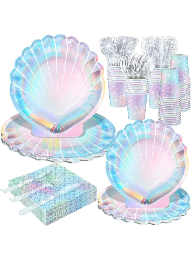 Party Supplies 144 Pieces, Dinnerware Set for 24 People, Includes 7in 9in Plates Cups Knives Forks Spoons Napkins  for Birthday Wedding Picnic - Image 1