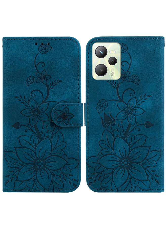 اس-توب جراب هاتف Realme C35 من الجلد المنقوش بنقشة زنبق - Image 1