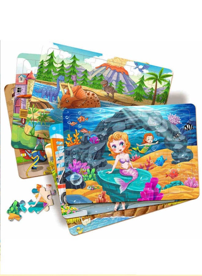 ألغاز خشبية للأطفال من عمر  سنوات، 60 قطعة ألغاز خشبية ملونة للأطفال الصغار (أنماط عشوائية 10 مجموعات)، ألغاز تعليمية تعليمية ما قبل المدرسة ألعاب تعليمية للسفر للأولاد والبنات - Image 2