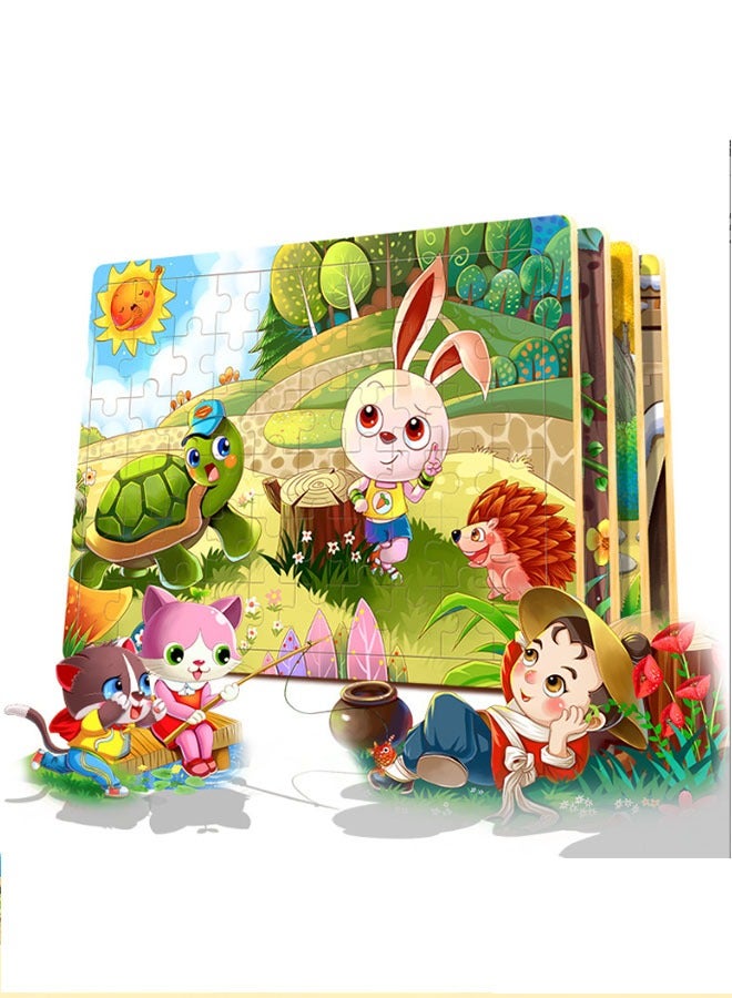 ألغاز خشبية للأطفال من عمر  سنوات، 60 قطعة ألغاز خشبية ملونة للأطفال الصغار (أنماط عشوائية 10 مجموعات)، ألغاز تعليمية تعليمية ما قبل المدرسة ألعاب تعليمية للسفر للأولاد والبنات - Image 1