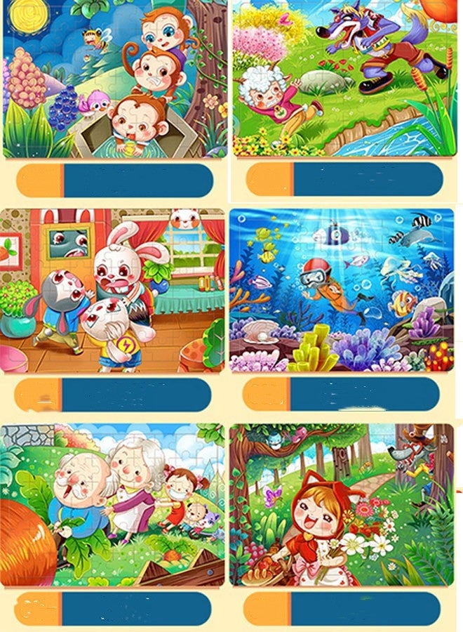 ألغاز خشبية للأطفال من عمر  سنوات، 60 قطعة ألغاز خشبية ملونة للأطفال الصغار (أنماط عشوائية 10 مجموعات)، ألغاز تعليمية تعليمية ما قبل المدرسة ألعاب تعليمية للسفر للأولاد والبنات - Image 5