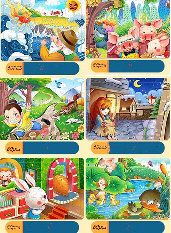 ألغاز خشبية للأطفال من عمر  سنوات، 60 قطعة ألغاز خشبية ملونة للأطفال الصغار (أنماط عشوائية 10 مجموعات)، ألغاز تعليمية تعليمية ما قبل المدرسة ألعاب تعليمية للسفر للأولاد والبنات - Image 4