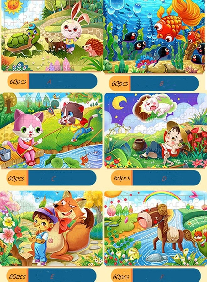 ألغاز خشبية للأطفال من عمر  سنوات، 60 قطعة ألغاز خشبية ملونة للأطفال الصغار (أنماط عشوائية 10 مجموعات)، ألغاز تعليمية تعليمية ما قبل المدرسة ألعاب تعليمية للسفر للأولاد والبنات - Image 3