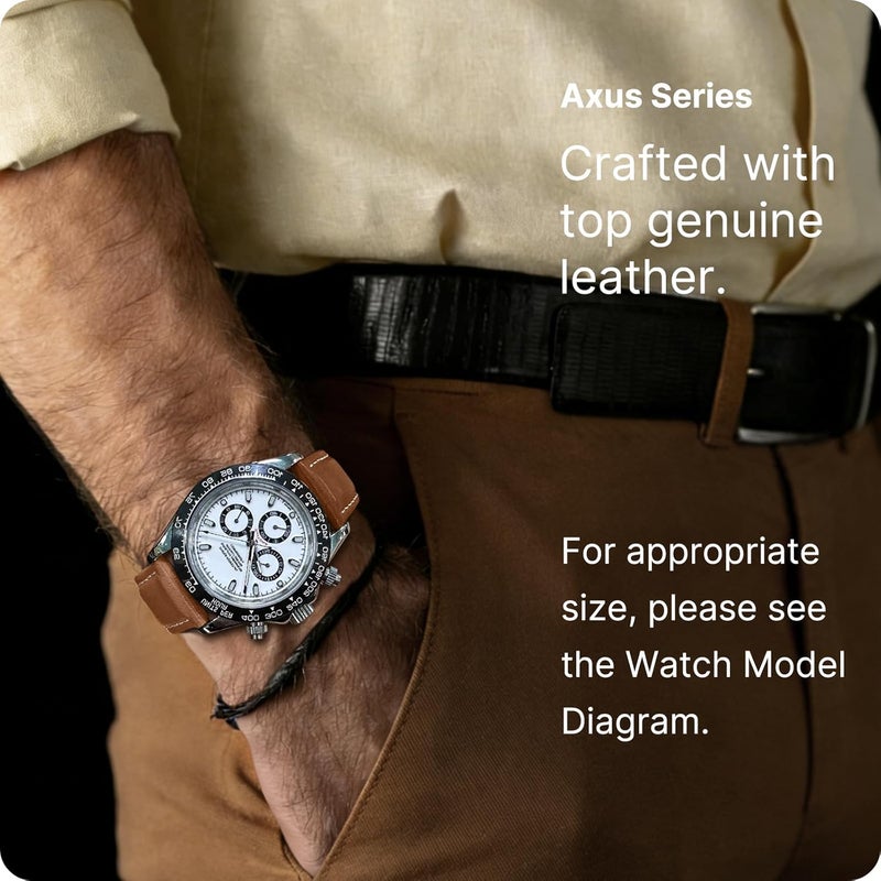 Fullmosa Watch Straps 24mm, Axus Series Leather Strap Replacement Watch Strap with Stainless Steel Metal Clasp for Men Women 14/16/18/20/22/24mm, Brown 24mm - Image 3
