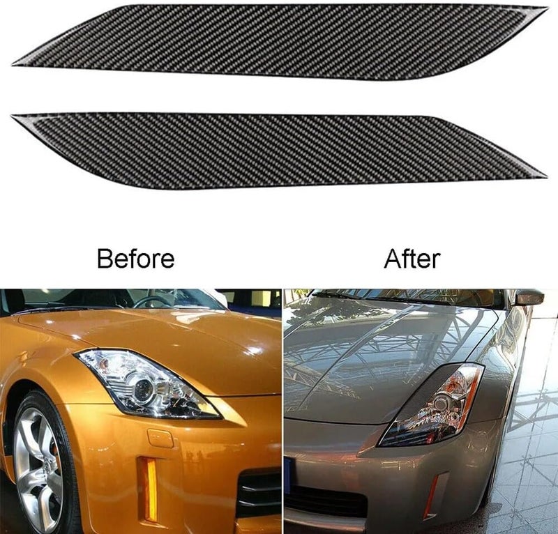 DEMULAX Carbon Fiber Headlight Eyebrow Trim for Nissan 350Z - Image 3