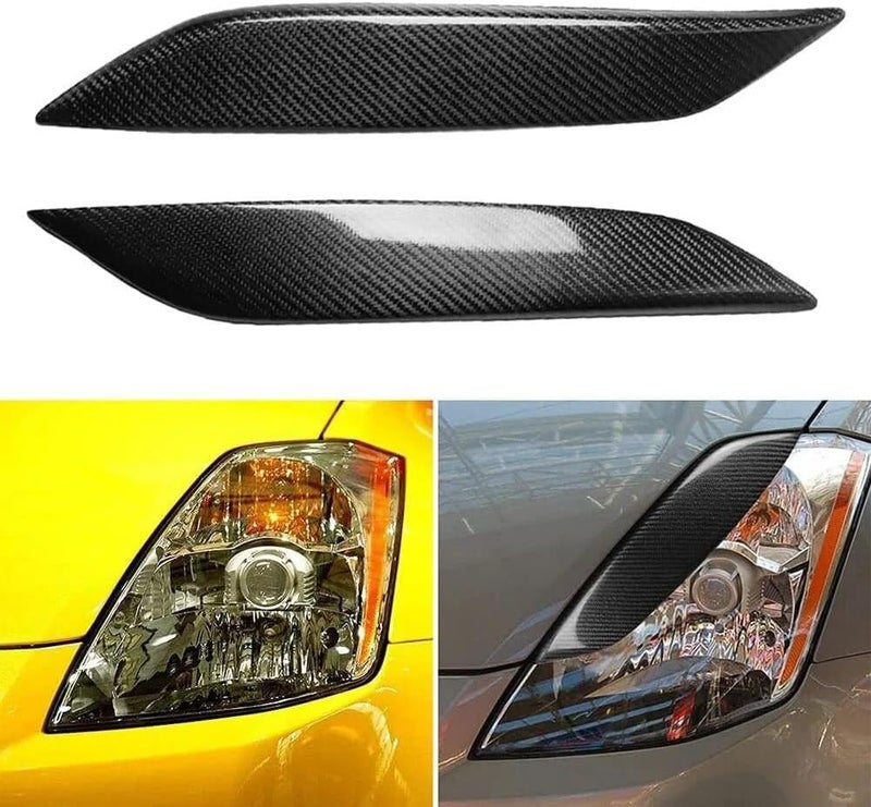 DEMULAX Carbon Fiber Headlight Eyebrow Trim for Nissan 350Z - Image 4