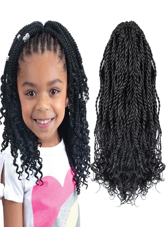 Violet Wavy Senegalese Twist Crochet Hair for Black Women 8 Inch Short Kids Crochet Hair with Curly Ends 8 Packs Curly Crochet Hair Pre Looped Crochet Braids 120 Strands Kinky Twist Hair(1B) - Image 1