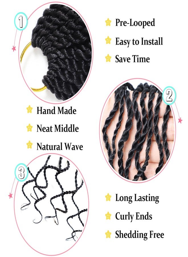 Violet Wavy Senegalese Twist Crochet Hair for Black Women 8 Inch Short Kids Crochet Hair with Curly Ends 8 Packs Curly Crochet Hair Pre Looped Crochet Braids 120 Strands Kinky Twist Hair(1B) - Image 3