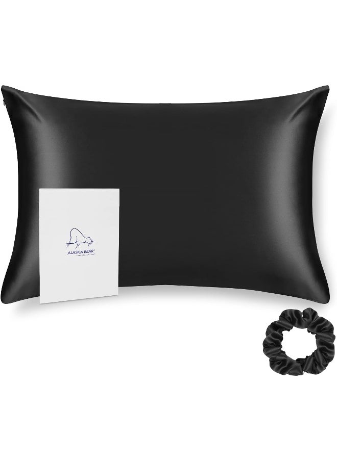 ALASKA BEAR ALASKA BEAR Silk Pillowcase for Hair and Skin Beauty Sleep 100% Real Mulberry Silk Anti-Aging Pillow Slip Case Cover, Queen (1pc, Black)  - Image 2
