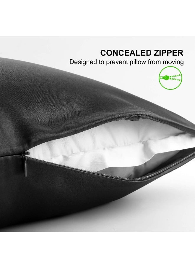 ALASKA BEAR ALASKA BEAR Silk Pillowcase for Hair and Skin Beauty Sleep 100% Real Mulberry Silk Anti-Aging Pillow Slip Case Cover, Queen (1pc, Black)  - Image 3