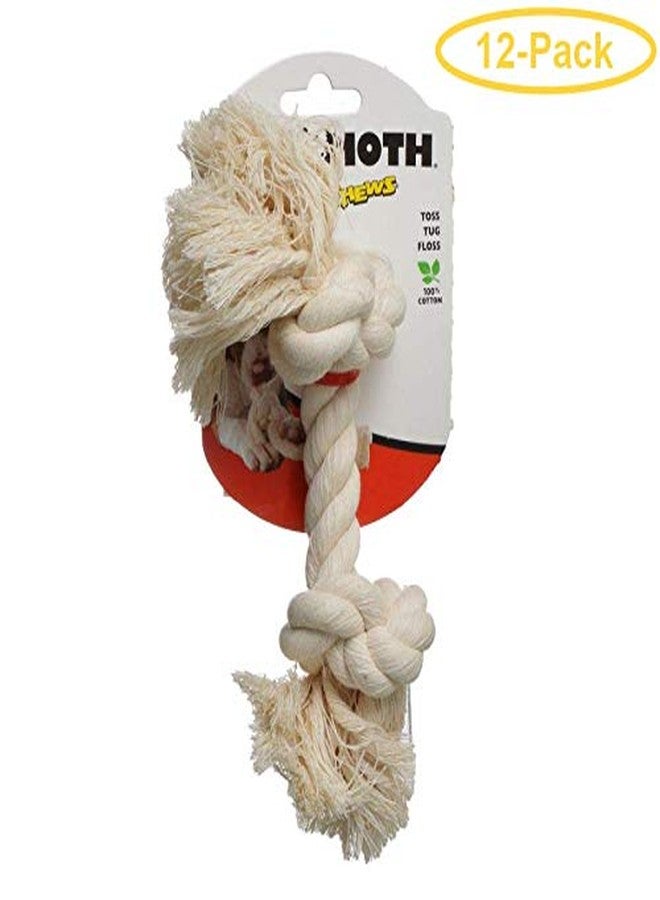 Mammoth Flossy Chews Rope Bone - White Small (9" Long) - Pack of 1212