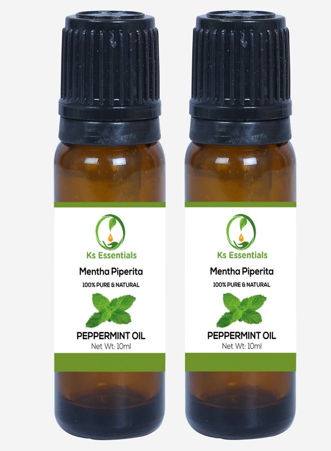 Ks Essentials 100% Pure Peppermint Essential Oil - Pure, Natural & Undiluted (Pack of 2 (10ml) Each) - Image 1