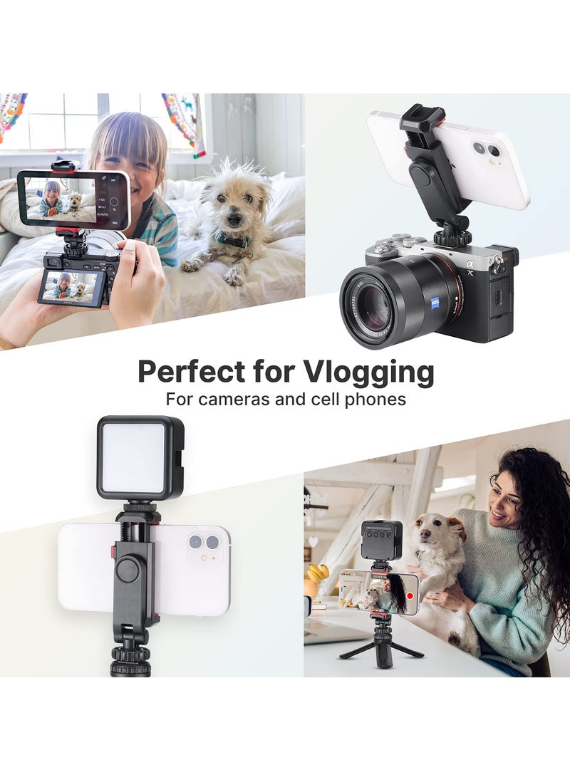 Phone Tripod Mount, Adjustable Clamp with 2 Cold Shoe Mounts, 360° Rotation, Compatible with Samsung Galaxy, iPhone, Sony, Canon, and Gimbals - Image 5