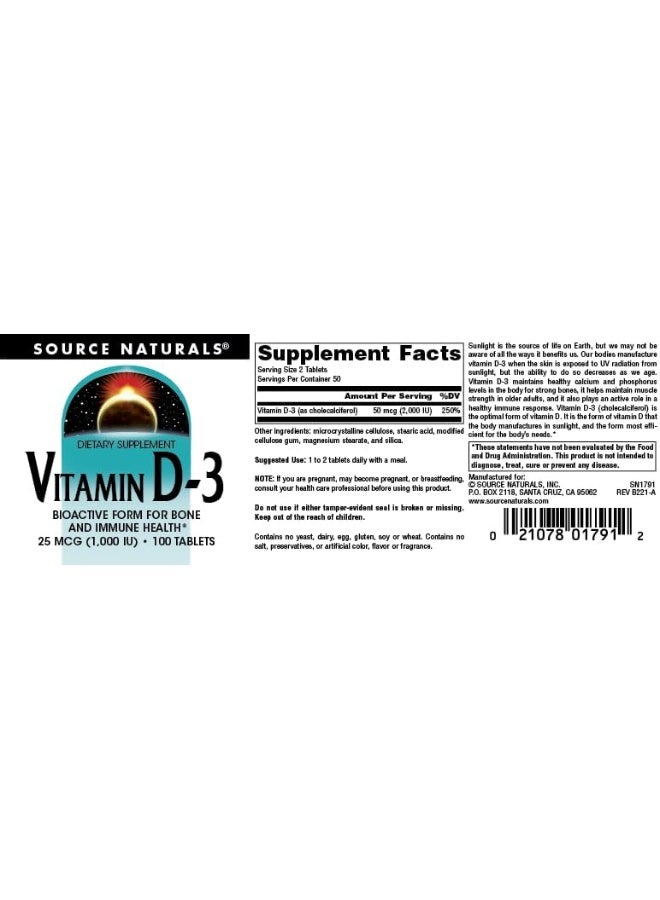 Source Naturals Vitamin D-3 1000 IU Dietary Supplement for Adults - Image 4