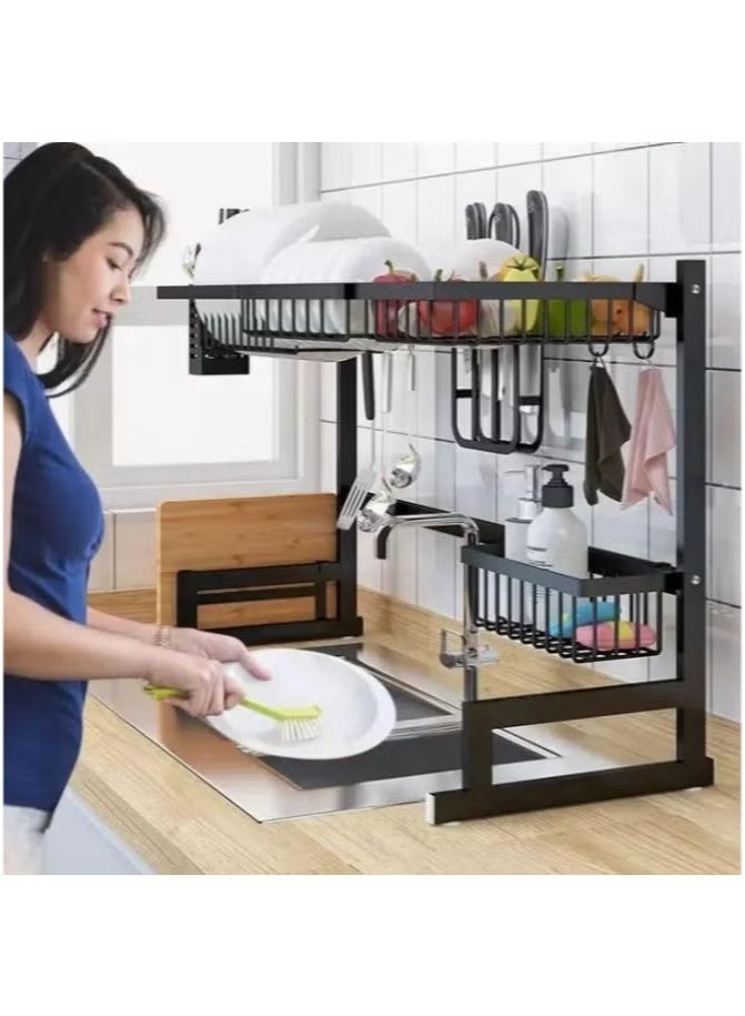 Dish Drying Rack Over Sink Shelf for Kitchen Supplies Storage Counter Organizer Utensils Holder Stainless Steel Display- Kitchen Space Save Must-Have  - Image 2